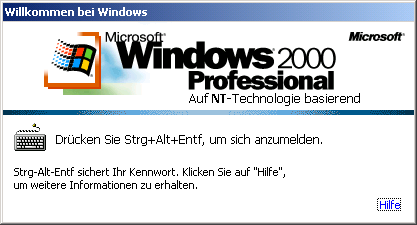 Windows 2000 Logon Screen